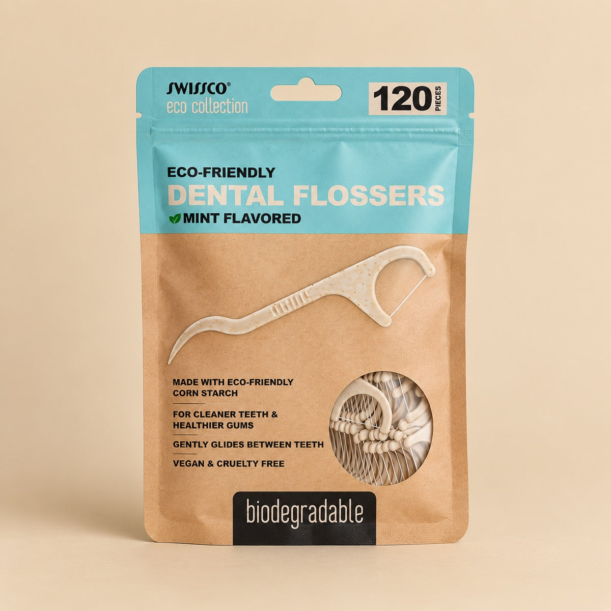 Dental floss pick pack, mint flavor – 120 picks